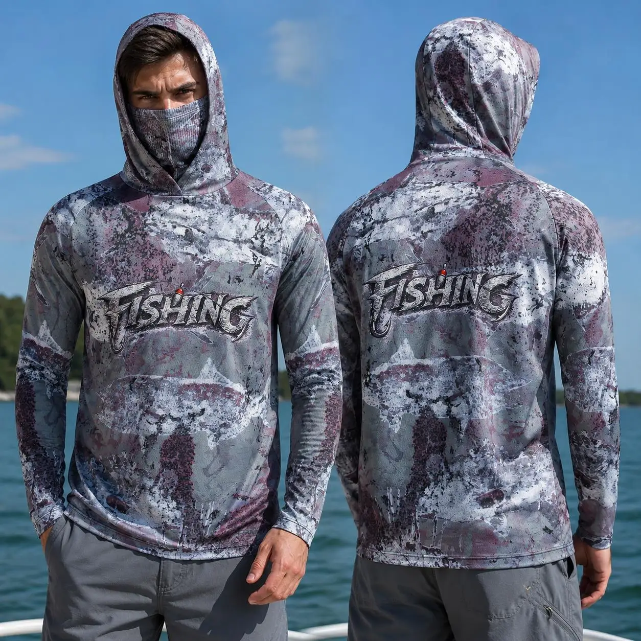 釣り用シャツ、フード付き、メンズ、長袖、アウトドア、夏用、マ - Fishing Mask Sun Protection のレビューと価格