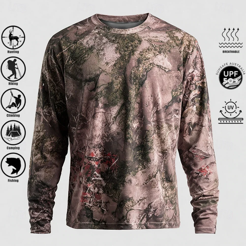 メンズ長袖Tシャツ、ポリエステル素材、3Dプリント迷彩柄、U - Fishing Shirt Uv Protection のレビューと価格