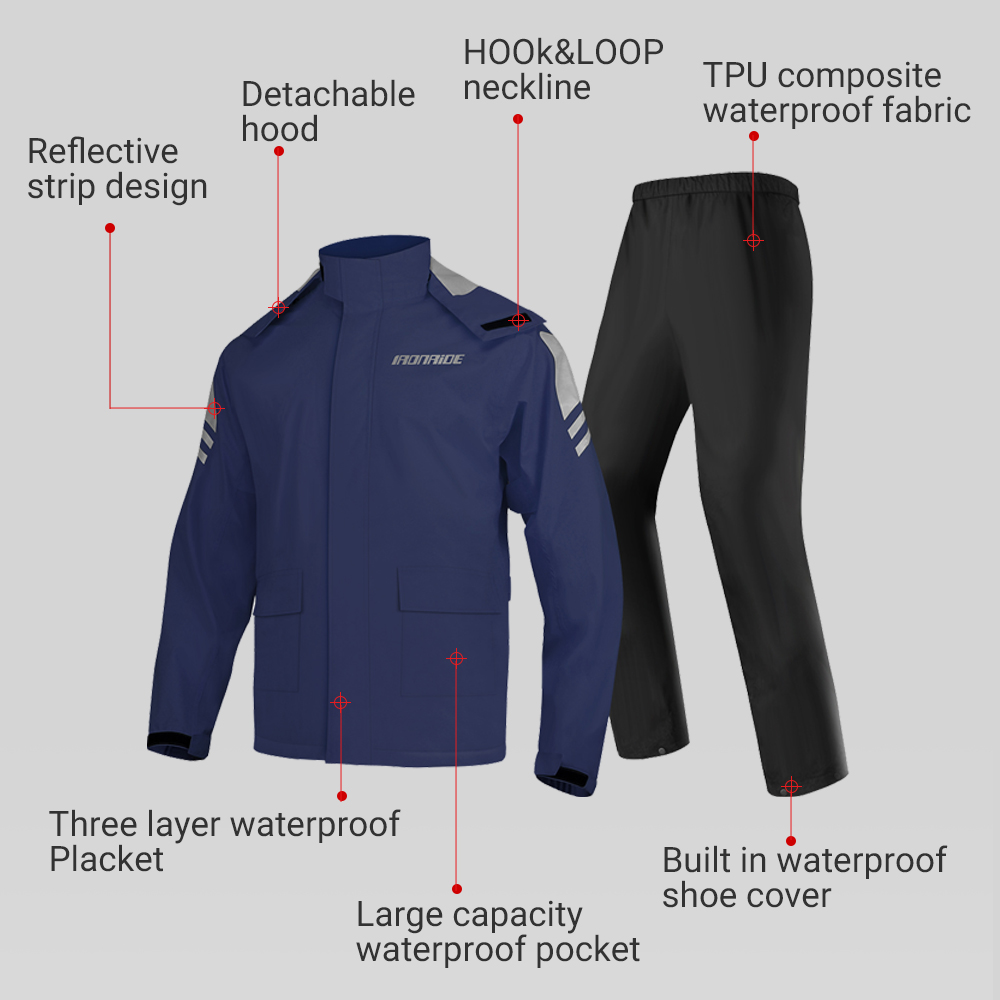 メンズオートバイレインコートスーツ反射材付き屋外ライディング - Fishing Rain Suit のレビューと価格